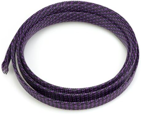 Braided Cable Sleeve, 16.4ft Expandable Mesh Cable Management Sleeve, Wear-Resistant Cord Protectors from Pets No Chew Flexible Wire Sleeving for Audio Video (Black and Purple-2, 3/8") by ConveniencetoYourLife