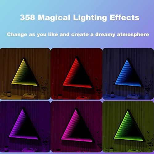 3D Infinity Mirror Light, 12in/30cm Triangle RGB Tunnel Light, 358 LEDs - Image 5
