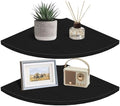 Homode Corner Floating Shelves, 12" Deep Corner Shelves Wall Mounted with Cord Hole, 2 Tier Curved Corner Hanging Shelving for Wall Storage, for Cable Box, TV Cords, Books, Plants, Black by Homode