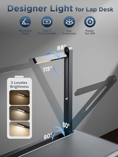 SAIJI Lap Desk with LED Light, Portable Laptop Tray with Cushion - Image 3