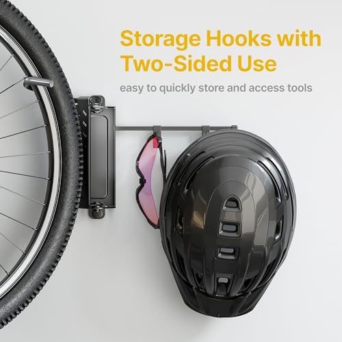 monTEK Swivel Bike Wall Mount with 2 Storage Hooks, Bike Hanger for Garage - Image 3