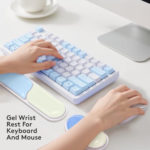 Upgrade Keyboard Wrist Rest Set, Gel Keyboard Wrist Support Mousepad, Ergonomic Mouse Wrist Mat for Computer, Laptop, Home, Office, Blue Color Block - Image 3