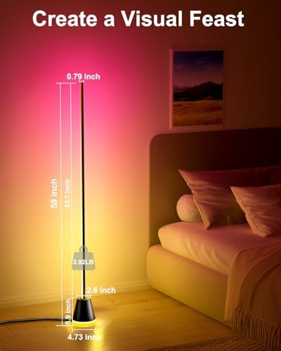 Keepsmile Smart RGB LED Corner Floor Lamp,Bright Tall Standing Lamps with APP and Remote,Modern Floor Lamp with Music Sync and 16 Million Colors, Ambient Lighting for Living Room Matte Black 2 Pack - Image 7