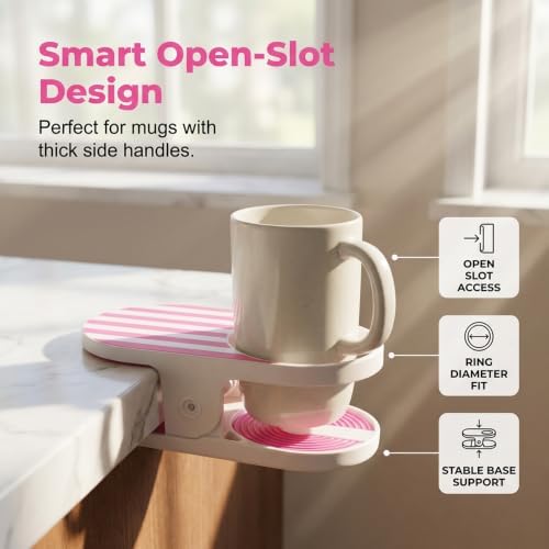 Clip On Drink Holder for Beach Chair, Table, Desk & Couch,Portable Cup Holder Clip with Side Opening for Stemless Wine Glasses, Tumblers, Clamp on Cup Holder for Outdoor, Camping, Patio (Multicolor-B) - Image 4