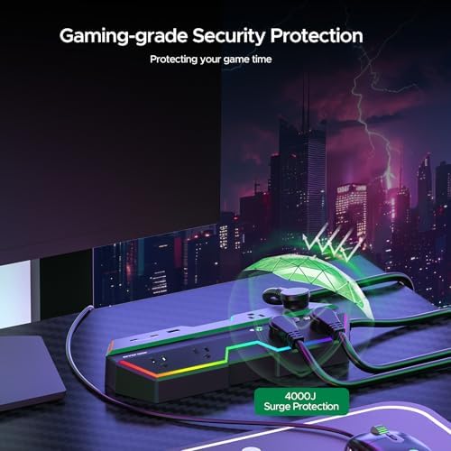 4000J Gaming Surge Protector Power Strip with USB Ports - Image 4