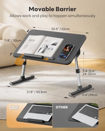 SAIJI Non-Slip Leather Laptop Bed Tray Table,Lap Desk with Laptop Stopper - Image 3