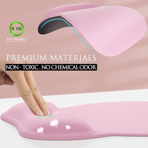 MROCO Ergonomic Mouse Pad with Gel Wrist Rest, 9.4 x 8.1 in, Pale Pink - Image 3