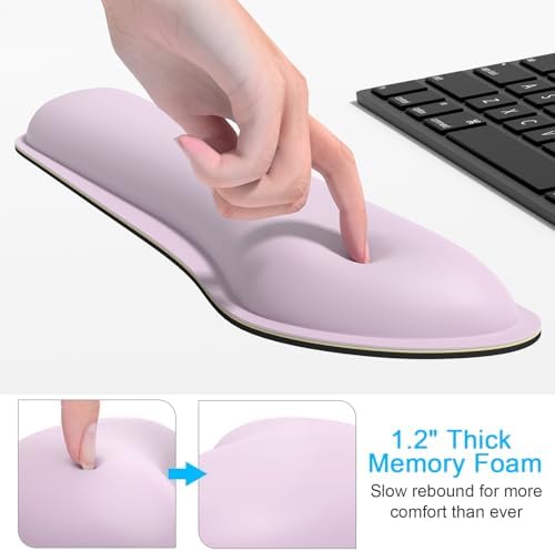 Dapesuom Keyboard Wrist Rest Set, Cute PU Leather Wrist Cushion for Computer Keyboard and Mousepad, Memory Foam Mouse Pad Rests Support with Non-Slip Base for Typing Pain Relief, Laptop, Queen Pink - Image 4