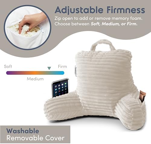 Nestl Reading Pillow for Kids & Teens with Shredded Memory Foam, Luxe Cut Plush Backrest Pillows for Reading and Gaming, for use on Couch, Bed, Floor, Adjustable Support with Washable Cover Linen - Image 3