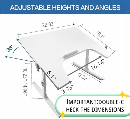 Armrest Laptop Desk for Couch and Bed,Hospital Bed Table,Lap Desk Pillow,Large Adjustable Bed Desk for Laptop with Drawer and Tablet Slot, U-Table for Reading, Gaming, Writing,Eating,Drawing - Image 2