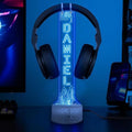 Personalized LED Headphone Holder with RGB Lights, Custom Gamer Desk Organizer, Headset Display Stand for Gaming Setup, Christmas or Birthday Gift for Boyfriend, Teen Gamer or Streamer by GiantBigHands