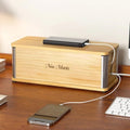 Delamu Wooden Cable Management Box, Retro-Inspired Cord Organizer Box for Home Office, Large Cord Hider Box Hides Floor Cord and Power Strips, Floor Cord Covers, 14.3" x 6.0" x 5.5", Light Wood Color by DELAMU