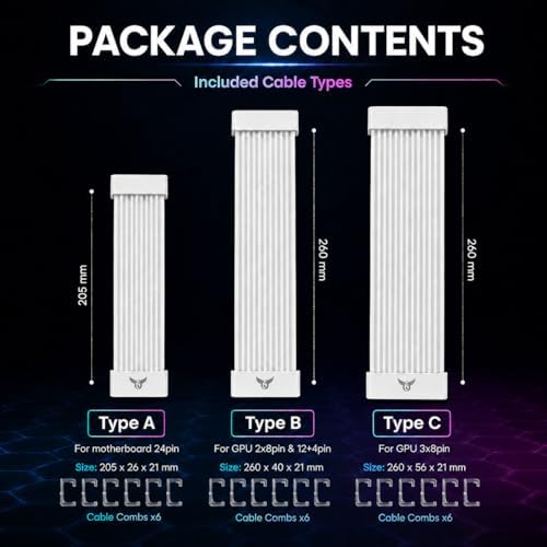 Osprey ARGB PSU Cable Cover, GPU 2x8-Pin/12VHPWR, 108 LED, 5V 3-Pin, White - Image 7