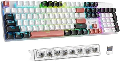 Redragon Wireless Mechanical Gaming Keyboard, Tri Mode BT/2.4G/USB-C Hot Swappable Custom Keyboard, RGB Backlit Computer Gaming Keyboards, PBT Keycaps, Programmable for PC/Tablet,K671WBR-KS by REDRAGON