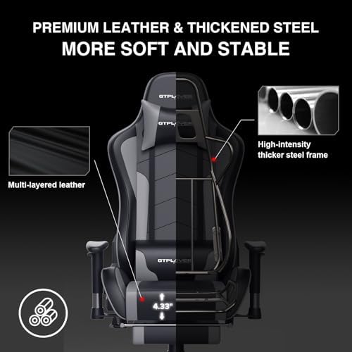 GTPLAYER Gaming Chair with Footrest Speakers Video Game Chair Bluetooth Music Heavy Duty Ergonomic Computer Office Desk Chair - Image 5