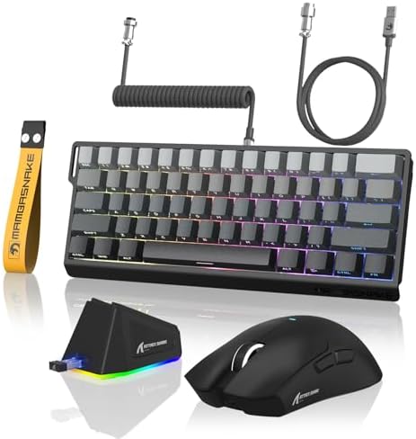 ATTACK SHARK X11&X60HE Mechanical Wireless Gaming Combo,Rapid Trigger Magnetic Switches 8K Keyboard,59g Ultra-Light Mouse with Charging Dock, 22K DPI,PAW3311,RGB Backlit 3-Mode with Coiled Cable-Black by MAMBASNAKE