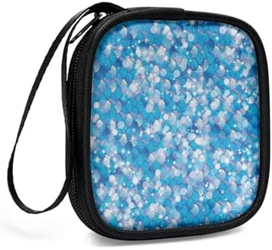 Blue Mermaid Scales Headphones Carrying Case, Protective Shell Travel Bag for Cable, Charger Storage for Earphone, Earbud, Earpieces - Image 3