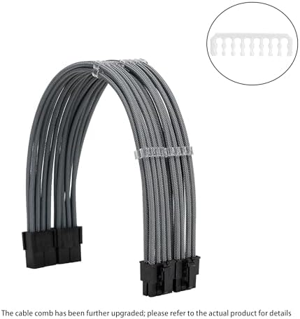 Formulamod Sleeved PSU Cable Extension Kit - Set a, 18AWG Braided ATX 24-Pin/Dual PCIe 8-Pin/CPU 8-Pin for Mainstream Gaming Builds, with Cable Combs (Grey) - Image 2