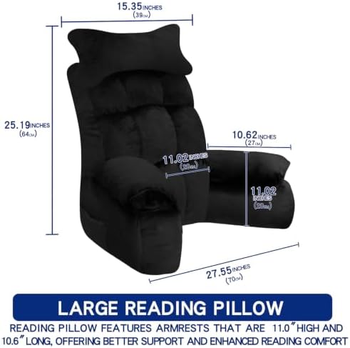 YDCEULARDOH Reading Pillow for Bed Adult – Large Bed Pillow with Arms, Supportive Back Pillow for Sitting Up in Bed for Reading, Watching TV, or Gaming - Image 5