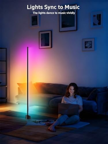 Tyute Corner Floor Lamp, RGBICW LED Corner Lamp with 16 Million DIY Colors, Music Sync, 68+ Scenes, Smart App & Remote Control, Ambience Lighting for Bedroom Living Room Gaming Room - Image 3