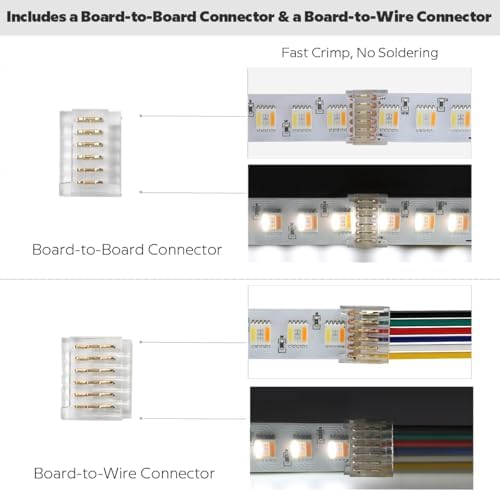 24VDC Highest Density 5-in-1 5050 RGBWW (RGB+Warm White+Daylight) 112LEDs/m Bright RGBCCT LED Strip 16.4FT Dimmable Tape Lights for Bedroom Decor (IP20 Non-Waterproof 12MM Width) - Image 3
