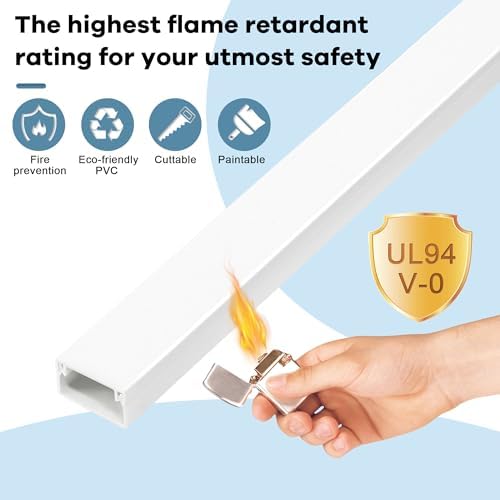 Cord Covers for Wires on Wall Extra-Long, 24ft TV Cord Hider Kit, Paintable Cable Management Concealer, TV Wire Hider for Wall, White Cable Raceway Channel, 8 x L36in x W0.95in x H0.55in - Image 5