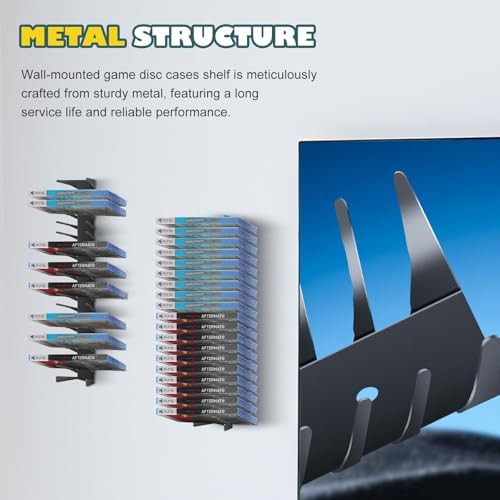 4 Pack Wall Mount DVD Storage Shelf for CD & Video Game Case, Holds 72 Disc - Image 7