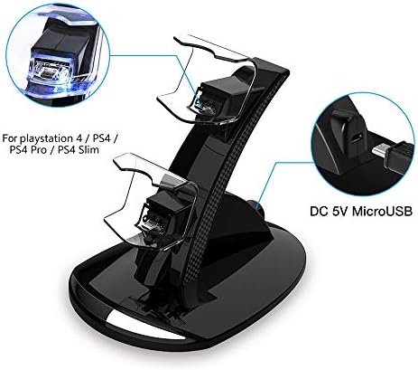 VSEER Dual Shock PS4 Charging Station - Twin Charge Docking Station Stand Charger for PS4/Pro/Slim Controllers, Black - Image 2