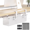 Under Desk Cable Management Tray 15.7" - No Drill Computer Wire Organizer Cable Tray, Cord Hider Clamp Mount with 16X Cable Ties PC Cables Management Cord Holder for Office/Home (Upgrade Fabric,White) by JOLENSOY