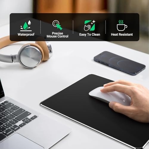 HONKID Hard Metal Mouse Pad for Desk Travel Mouse Pad for Magic Mouse Black - Image 5