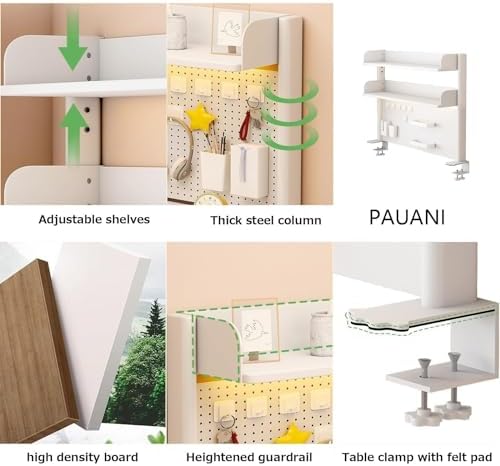 Pegboard Wall Organizer Panels.Pegboard Desk Nizer Shelf for Office Gaming Desk Clamp on Desktop Shelving System with Privacy Panel and Desk Accessories Extendable to 239.3in (Color: A) - Image 5