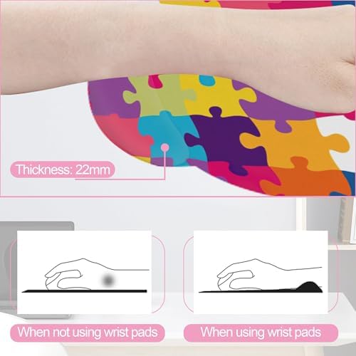 Autism Awareness Puzzle Colorful Keyboard Wrist Rest Pad and Mouse Pad Wrist Support Set,3-in-1 Ergonomic Mouse Pad with Non-Slip Rubber Base for Home Office Game Computers Desk, - Image 2