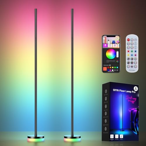 OIYN Corner Floor Lamp 2 Pack,RGBICW LED Corner Lamp with 1300lm Smart Modern Floor Lamp,App & Remote Control,Music Sync,Color Changing Standing Lamp for Bedroom Living Room and Gaming Rooms by ShineYourWolrd