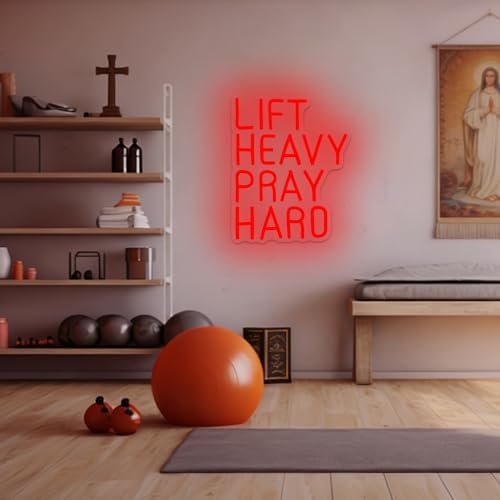 Lift Heavy Pray Hard Neon Sign Dimmable Gym Nron Light for Home Gym Christian Inspirational LED Sign Lift Heavy Light Up Sign for Bedroom Office Gym Gifts Neon Wall Arts for Guys Girls - Image 7