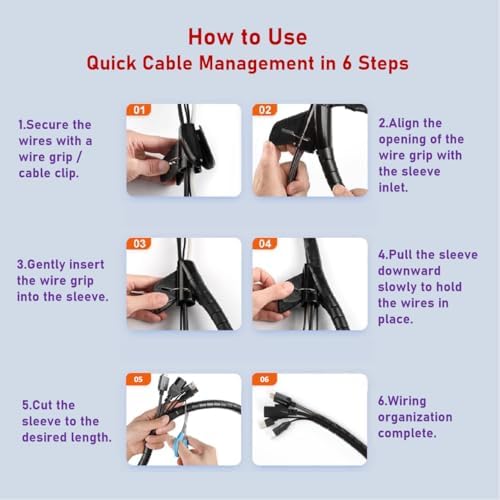 Spiral Cable Wrap with Clip,25mm Diameter Desk Cable Organizer Spiral for Wire Management,1.5 Meters Flexible Wire Organizer with Wire Grip- Keep Office Cords Neat, Tangle-Free and Protected,Silver - Image 4