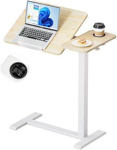 BZIUM Overbed Bedside Table with Hidden Wheels, Adjustable Medical Tilt Top Hospital Bed Table Over The Bed, Rolling Desk Mobile Standing Desk (31.5x15.8, Maple) by Unknown
