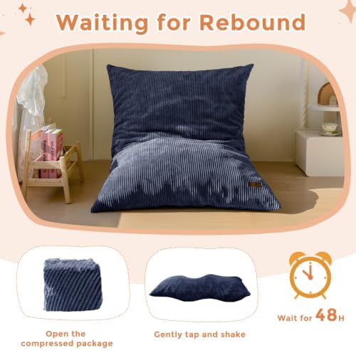 MAXYOYO 3 in 1 Kids Bean Bag Chair, Comfy Floor Sofa with Removed Cover | Convertible Chair Folds from Bean Bag to Lounger, Floor Couch with High-Density Foam Filling, Floor Sofa for Gaming, Navy - Image 7