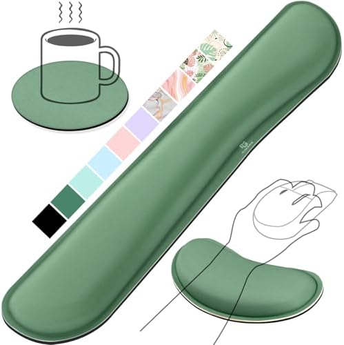 Gimars Upgrade Enlarge Silky and Superfine Fabric Gel Memory Foam Keyboard Wrist Rest Set, Ergonomic Keyboard Mouse Wrist Support for Typing Pain Relief, Comfort for Office, Gaming, Computer by Gimars