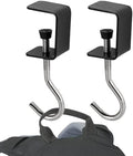 Desk Mount Bag Holder Hook Clamp-On Backpack Hanger Portable Headphones Holder, Reduce Desk Clutter, Black (Pack of 2) by Zolunu