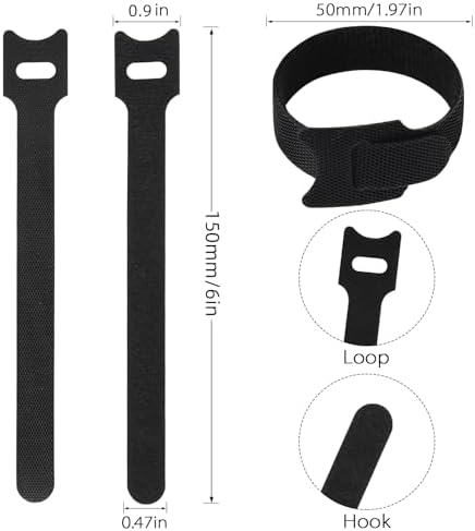 70 PCS 6 inch Cable Ties Reusable Cable Management Adjustable Cable Organizer, Cable Straps, Cord Wraps and Hook Loop Straps for Computer,Gaming, Wire, Desk- Home Office Essentials - Image 4