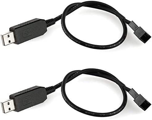 Gebildet Pack of 2 Full Speed 12V Voltage Step-Up USB to 3-Pin and 4-Pin PC Fan Sleeved Power Adapter Cable by Gebildet