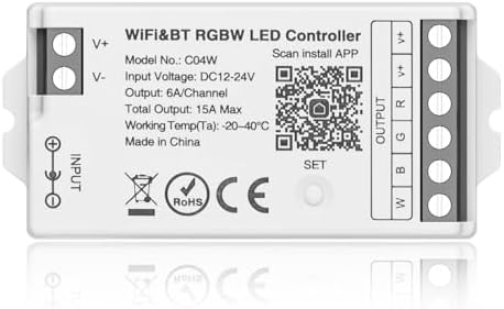 BTF-LIGHTING C04W WiFi Controller for 5pin RGBW(+ R G B W) LED Strip by BTF-LIGHTING