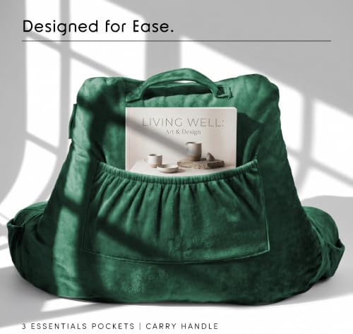 Nestl Reading Pillow for Bed, Back Pillow for Sitting Up in Bed, Dark Green | 14” Backrest Pillow for Teens & Kids, Adjustable Support, Shredded Memory Foam Fill, OEKO-TEX, Use for Couch, Sofa, and Floor - Image 4