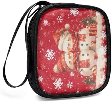 Christmas Cute Snowman Portable Wireless Headphone Case, Earphone Storage Bag Carrying Case, Earbud Holder with Handle Headphone Bag Travel - Image 3