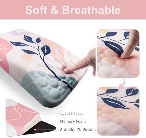 Ospelelf Mouse Pad with Wrist Rest and Keyboard Wrist Rest, Ergonomic Wrist Rest for Computer, Office, Gaming, Pink - Image 2