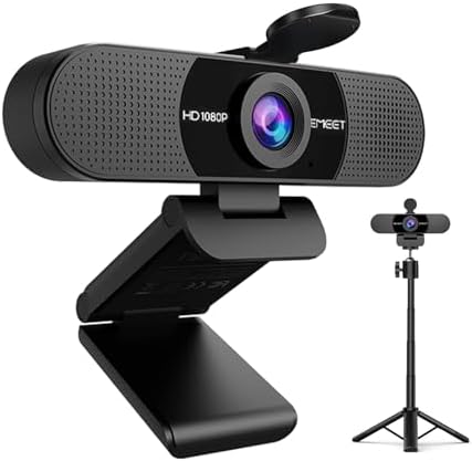 EMEET C960 Webcam with Tripod, 1080P Webcam with Mic, Adjustable Height by EMEET
