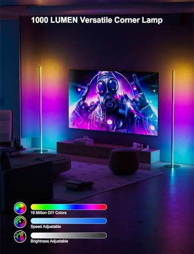LED Corner Floor Lamp, RGB IC Ambient Lighting 55" - Image 5