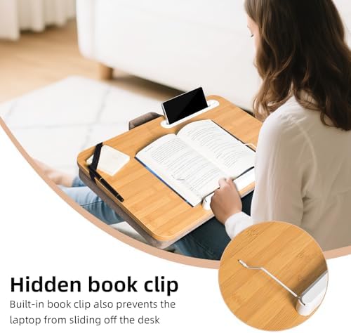 wishacc Portable Lap Desk Tray, Natural Wood, Large 21.1 x 12.9 Inch, for Home Office - Image 5