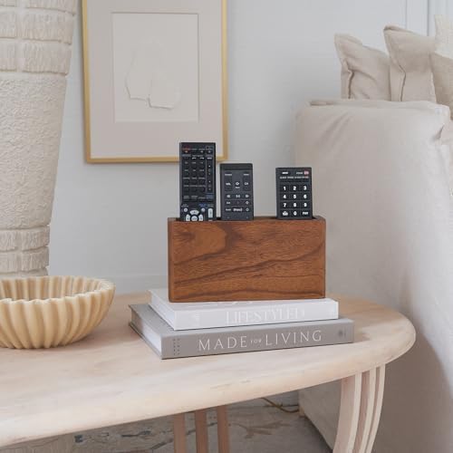 Wooden Remote Control Holder - Adhesive Wall Mount Caddy for 3-4 Remotes - Image 5