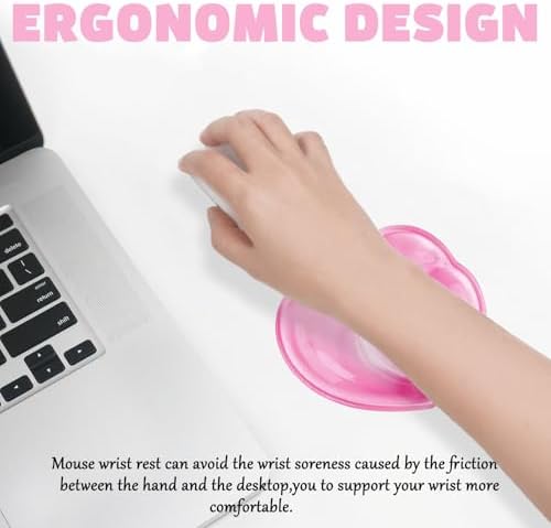 Gel Wrist Rest for Keyboard and Mouse Transparent Pink Heart Elbow Pad Cushion Ergonomic Cute Clear Cool Mouse Wrist Pad Silicone Non-Slip Support for Computer Gaming Home Office Hand Pillow - Image 5